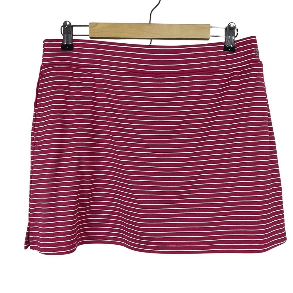 Izod Golf Skort Red White Striped Pull On Stretch Women's L Pockets Skirt